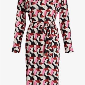 NWOT Express Geometric Patterned Long Sleeve Dress M